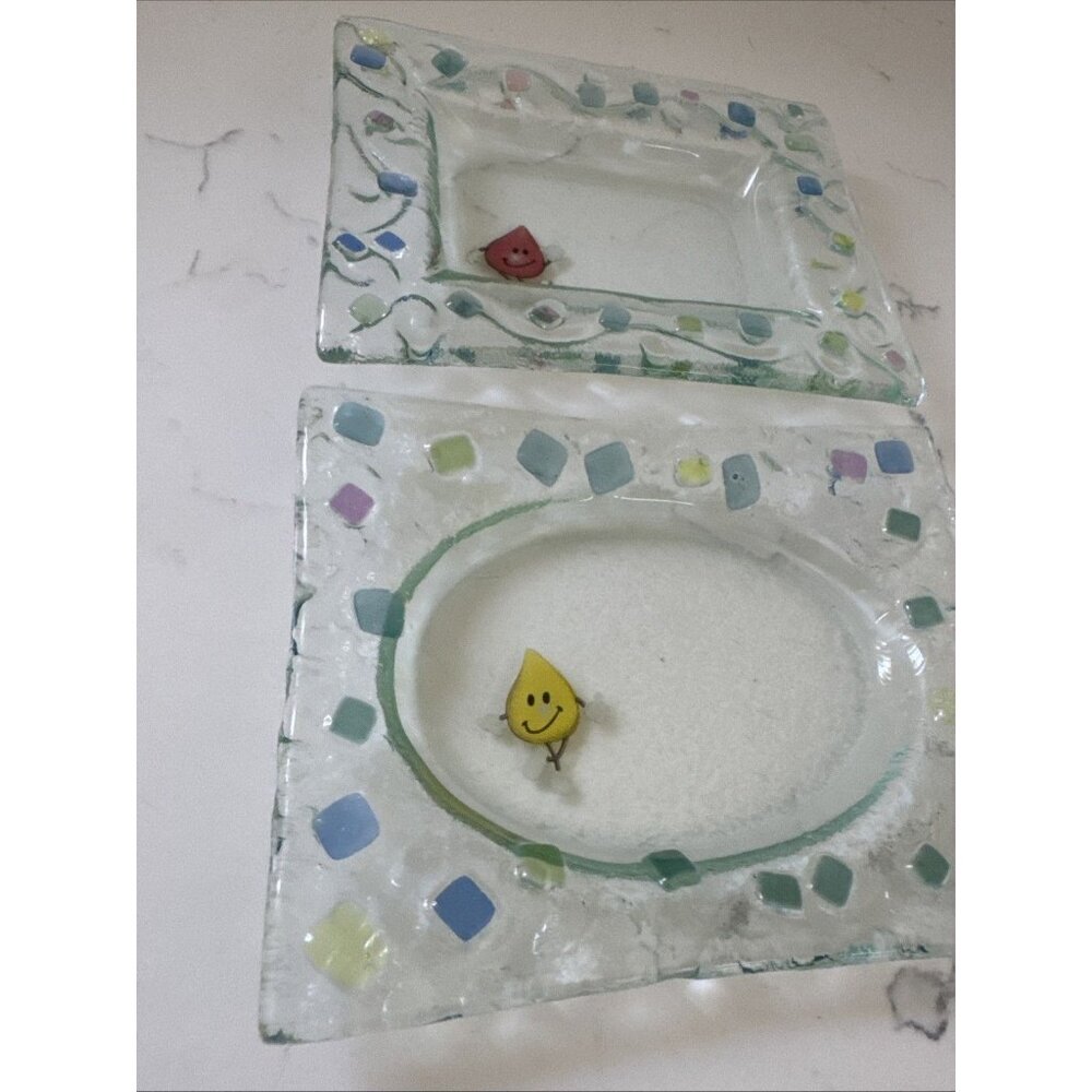 Vintage Clear Glass Rectangular Trinket Tray Soap Dish Includes (2) - Picture 2 of 14